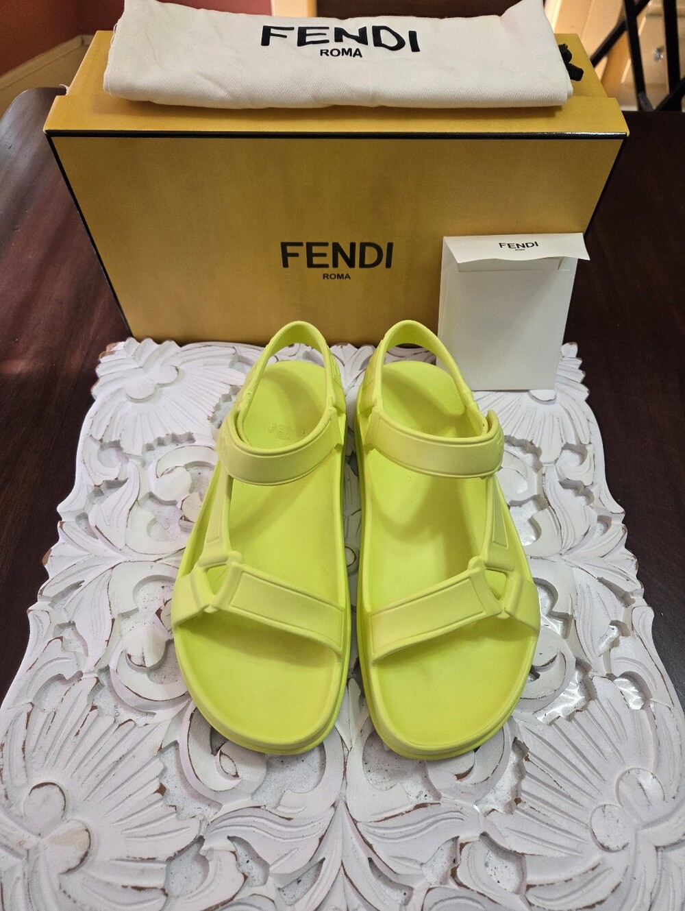 Fendi By Marc Jacobs Feel Sandals In Neon Yellow, Size 38